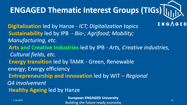 Researchers join forces in Thematic Interest Groups of European ENGAGED University