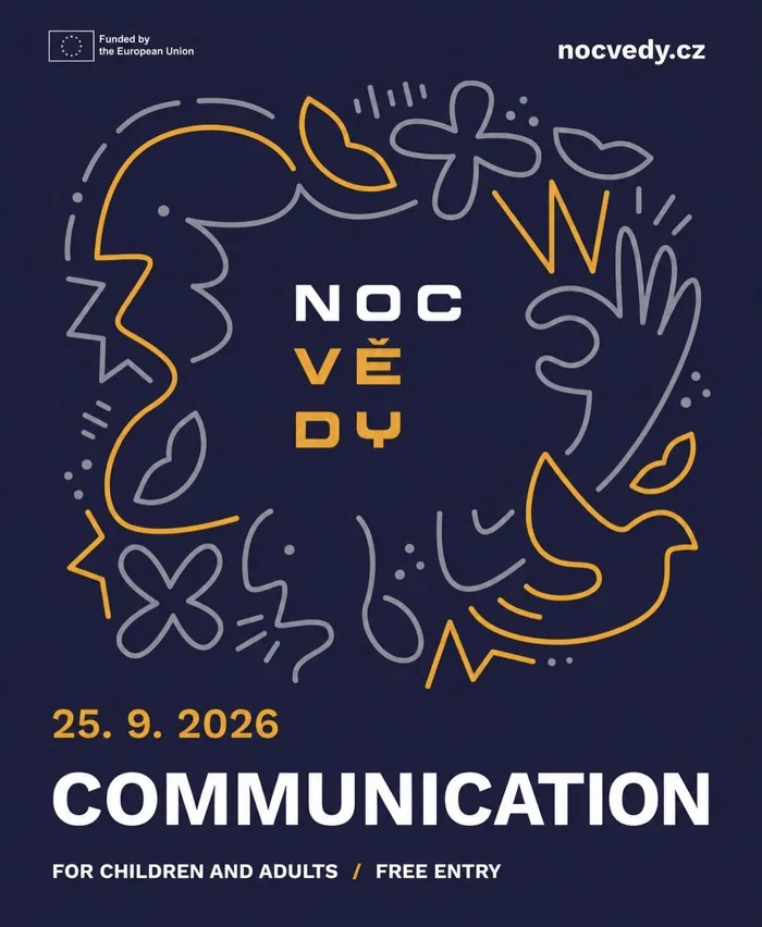 Noc vědy 25.9.2026 poster: Communication, for children and adults, free entry